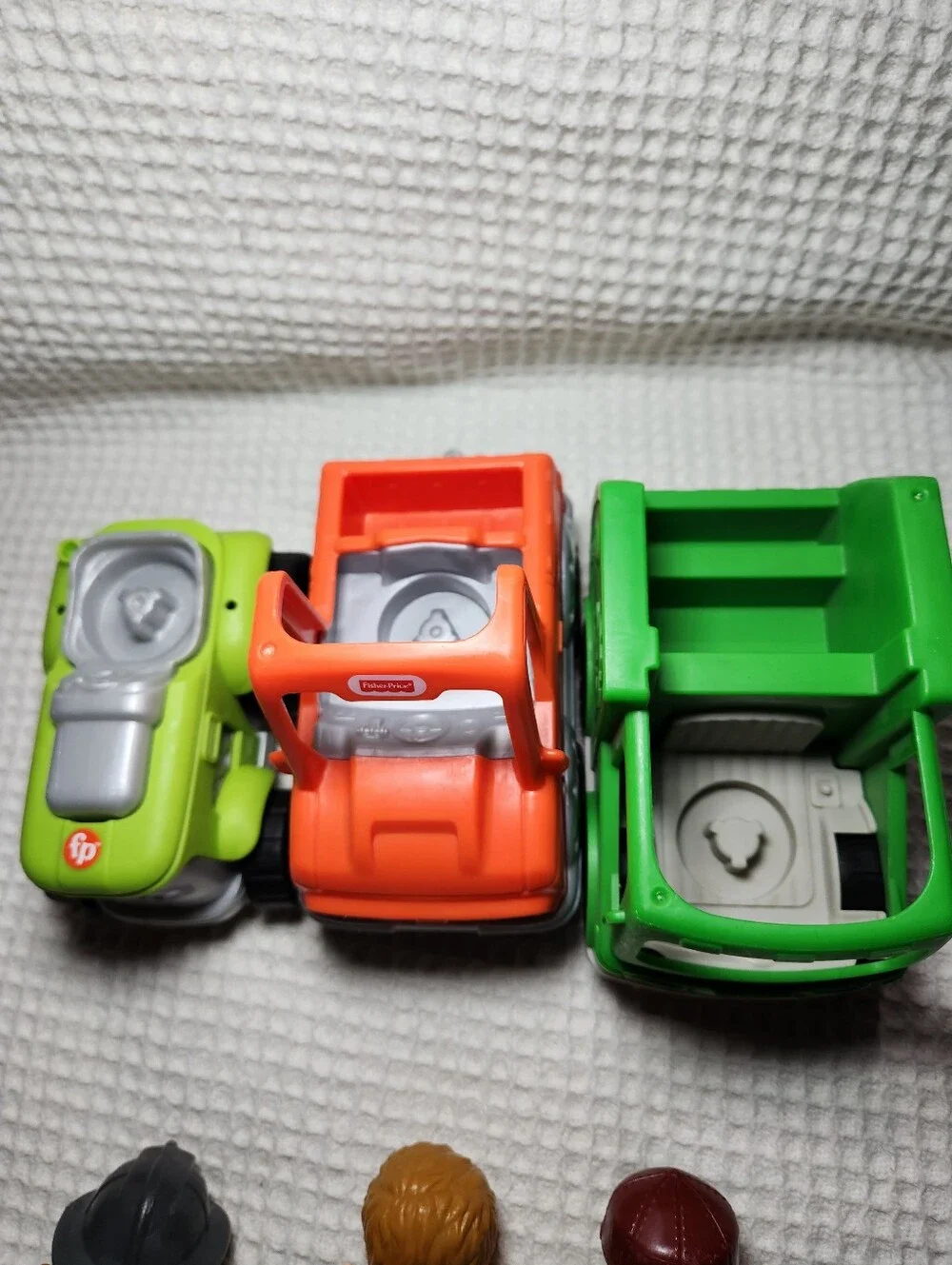 Fisher-Price Green, Orange & Lime Toy Truck Trio with 3 Figures